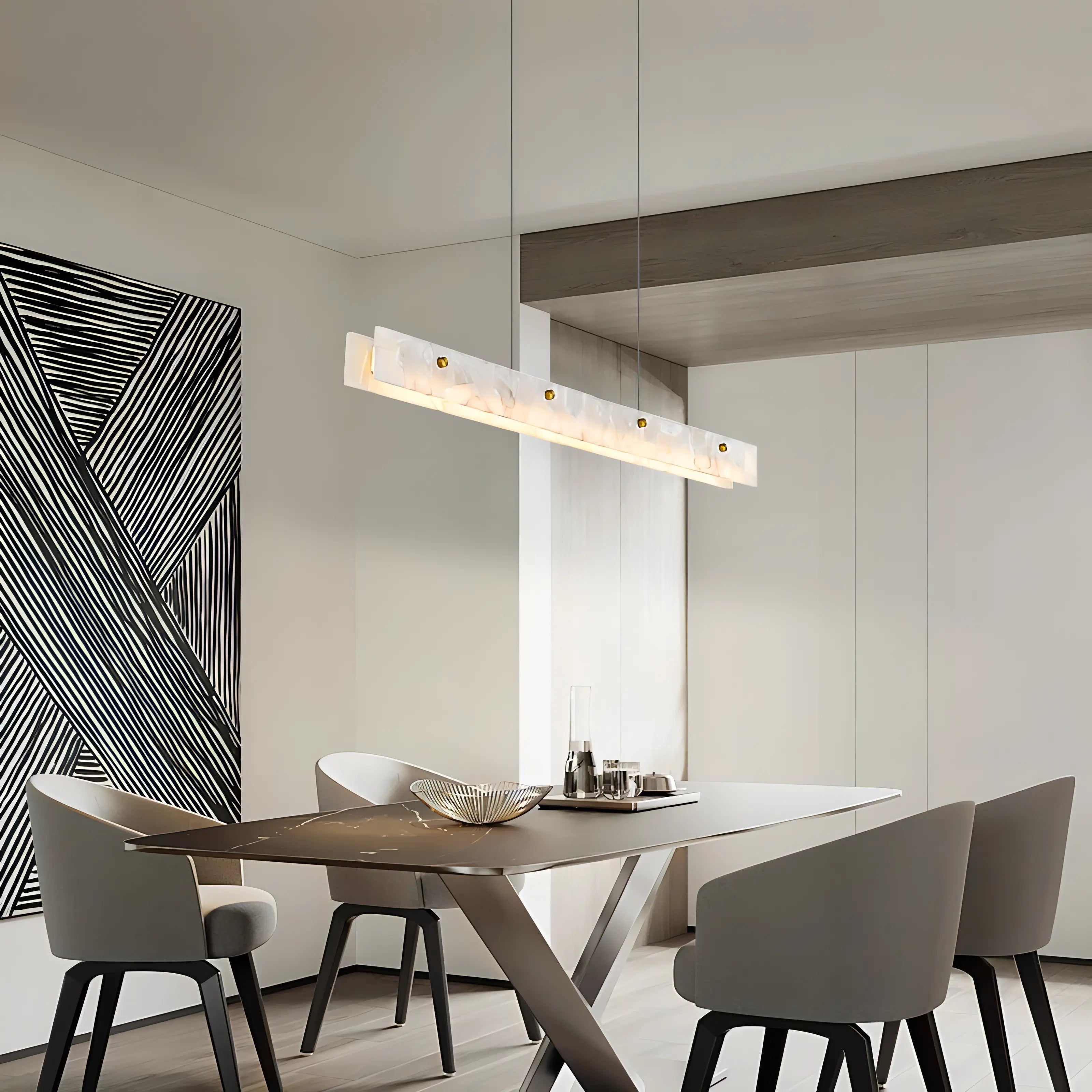 Peggy - White Marble LED Strip Ceiling Chandelier