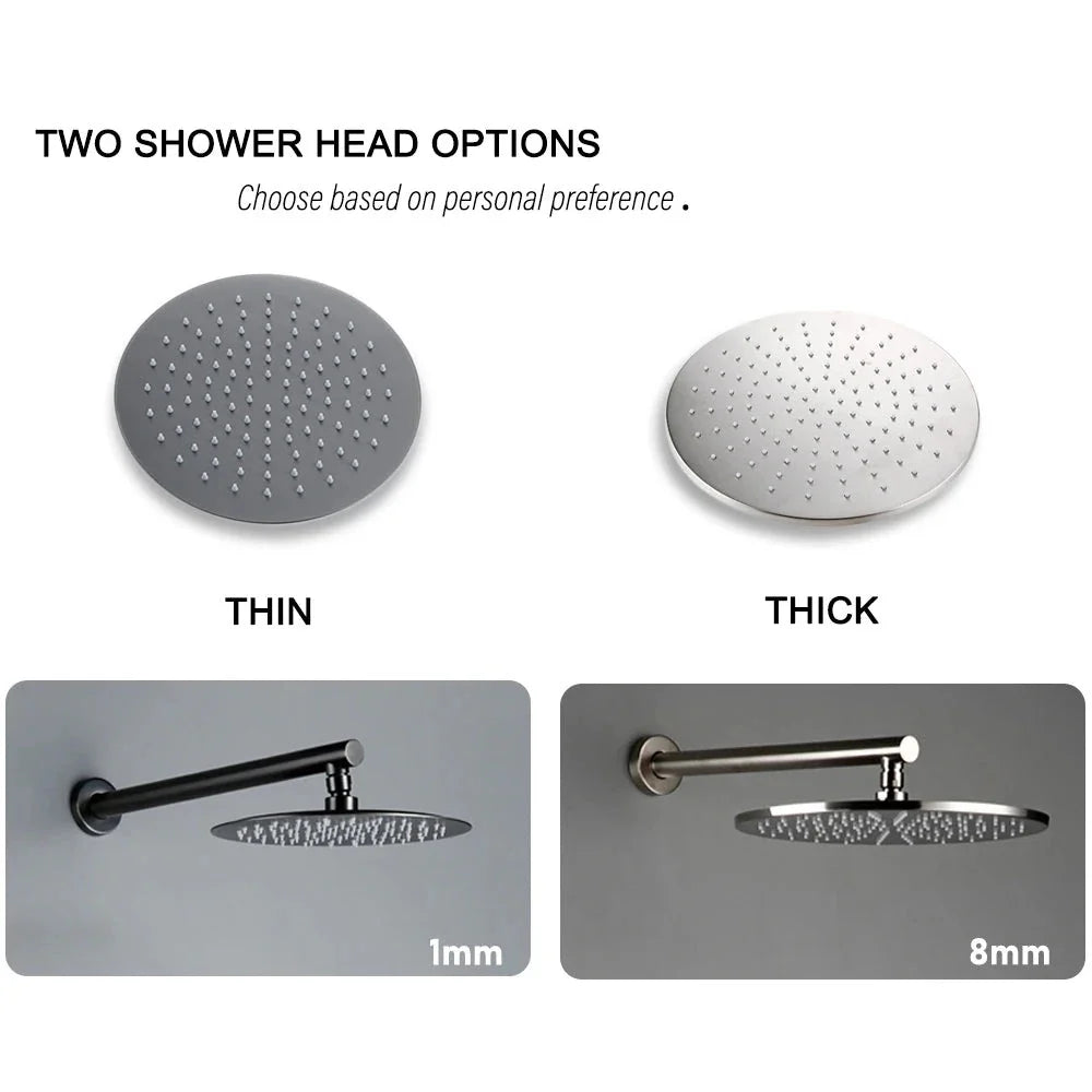 Nyla - Wall Mount Brass Bathroom Shower Set with Rainfall Shower Head
