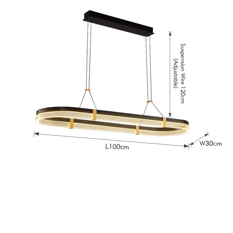 Dziadzan - Modern Hanging Round Black & Gold Ceiling Light Chandelier