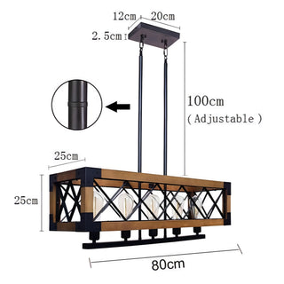 Leylani - Retro Industrial Cage Wood Ceiling Light
