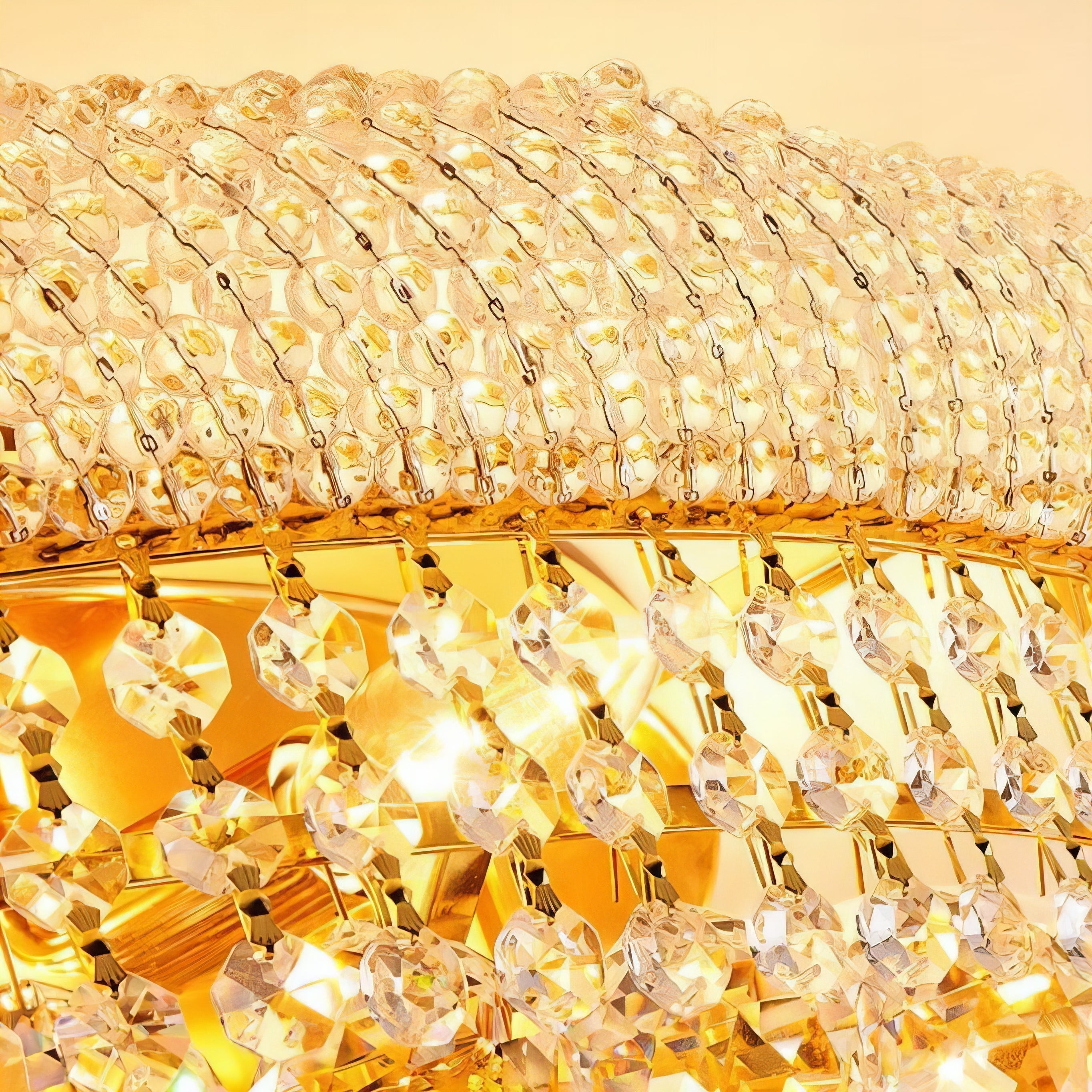 Zaiden - Three Tier Gold Hanging Round Crystal Chandelier