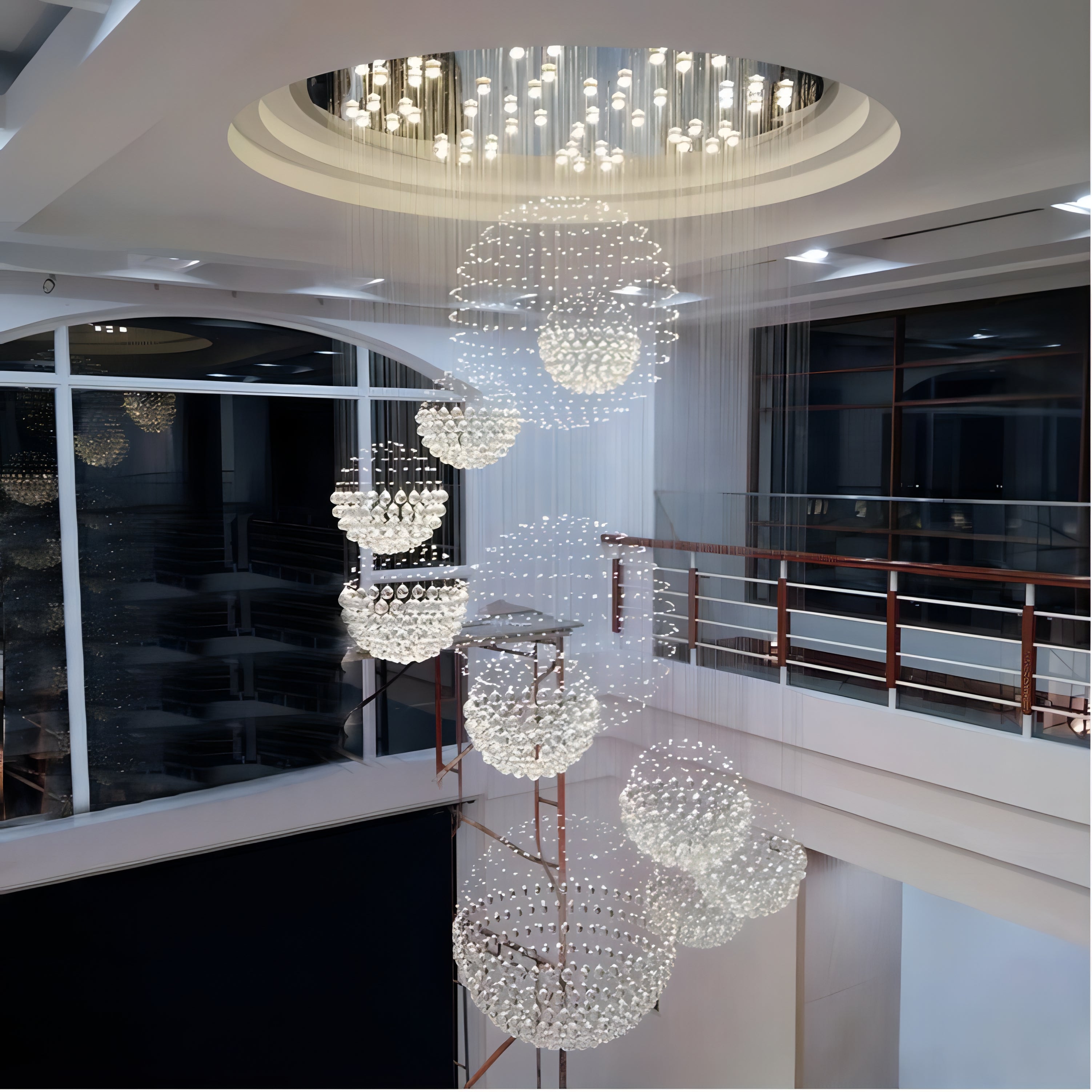 Uriel - Spiral Round Crystal Ball Hanging Chandelier