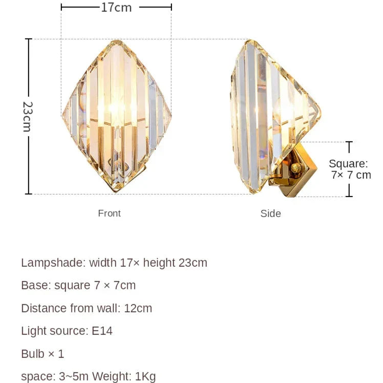 Jaela - Luxury Crystal Striped Gold Wall Light