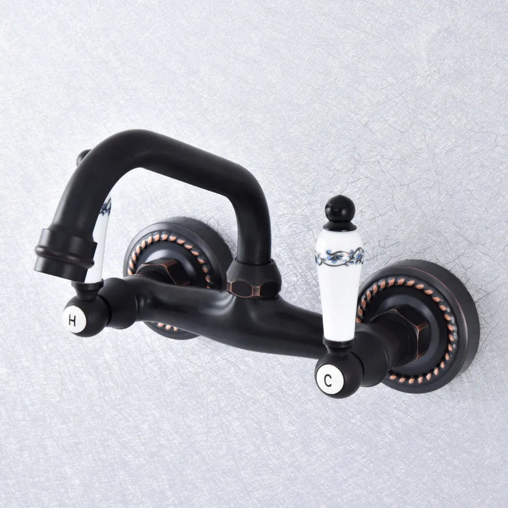 Ferris - Ceramic Dual Handle Wall Mixer Kitchen Tap