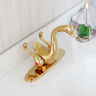Sierra - Elegant Gold Swan Neck Bathroom Tap with Dual Handles