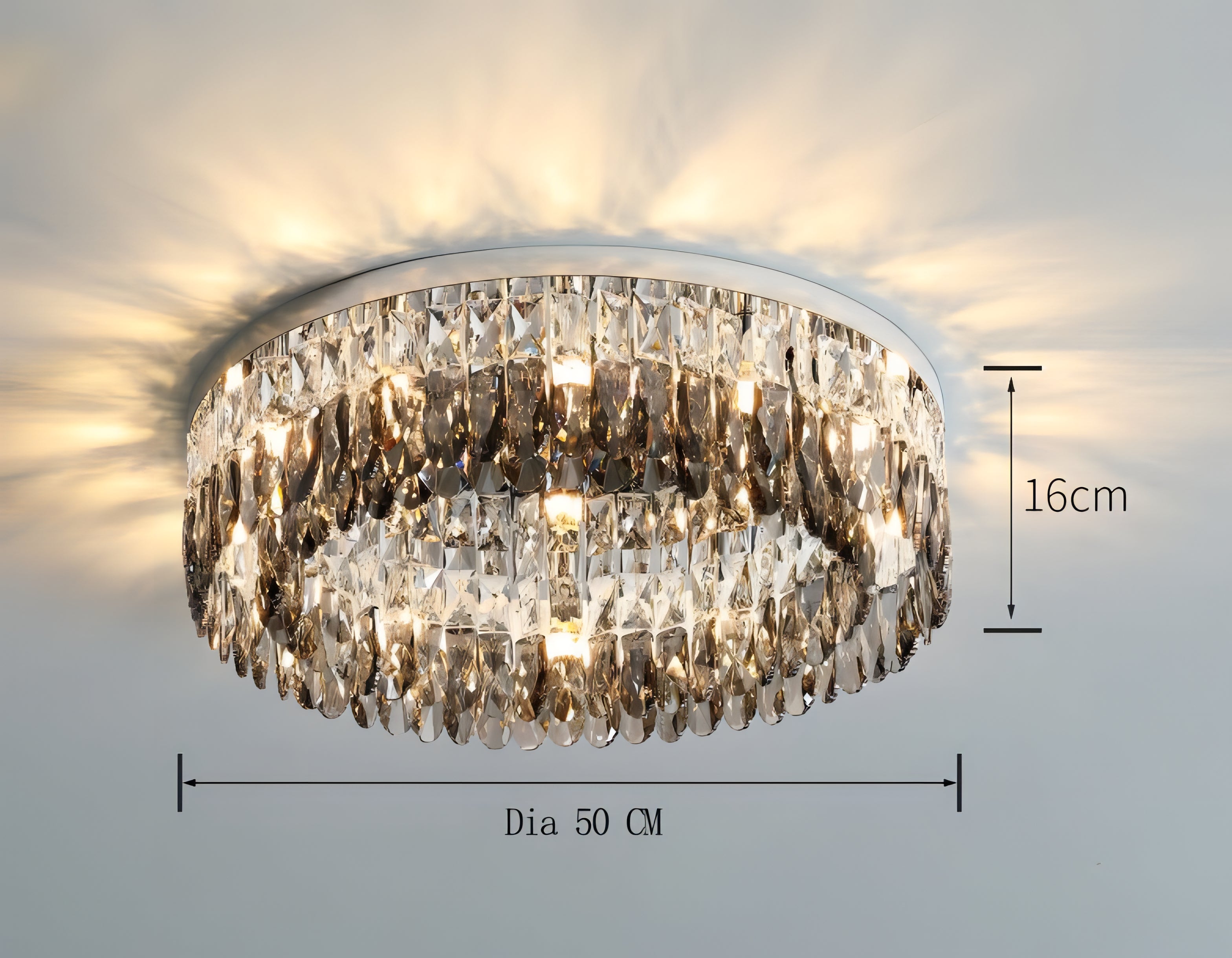 Ander - Silver Round Coloured Hanging Glass Recessed Ceiling Light Chandelier