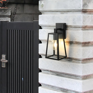 Belar - Glass Black Caged Bulb Outdoor Wall Light