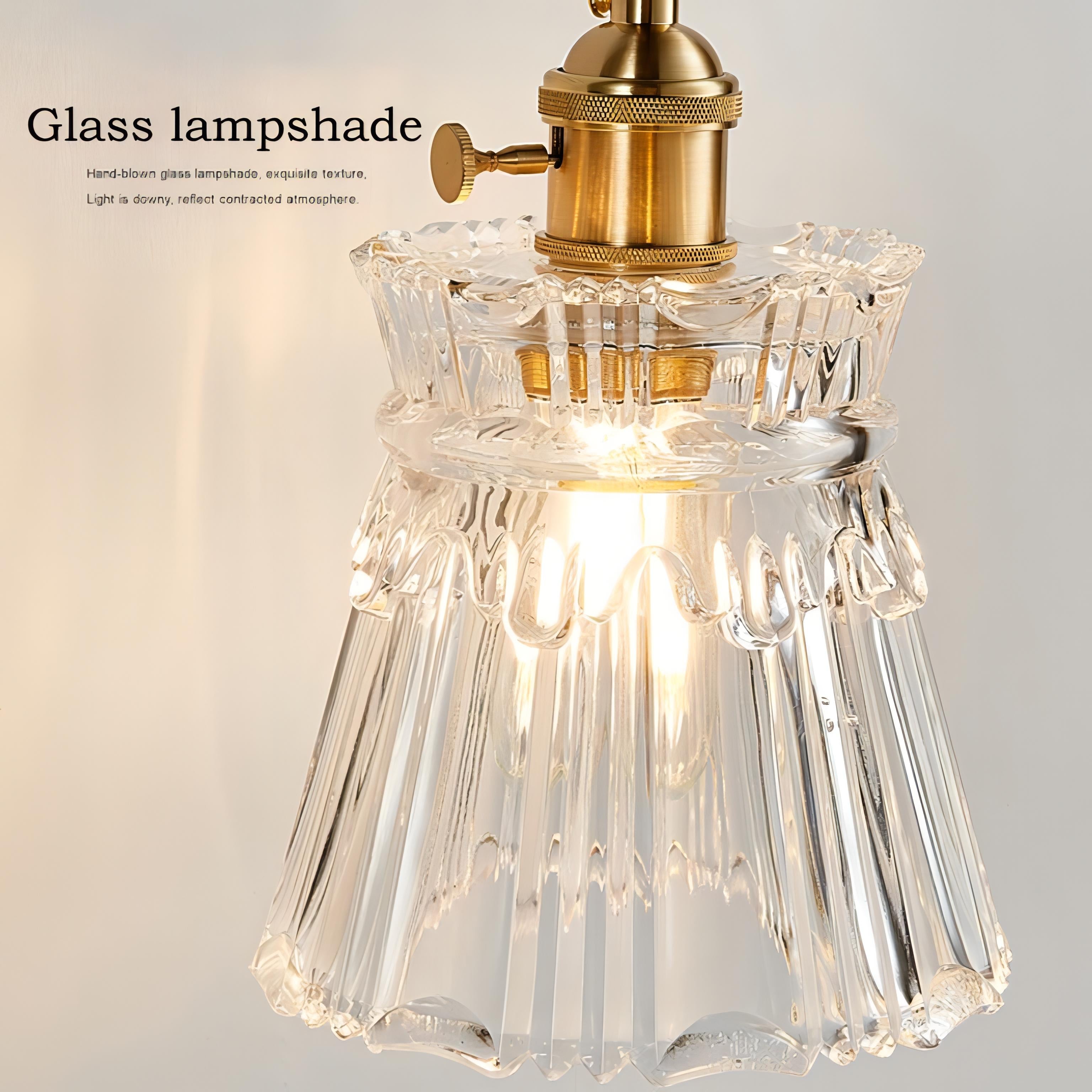 Musa - Round Patterned Glass Hanging Gold Wall Light