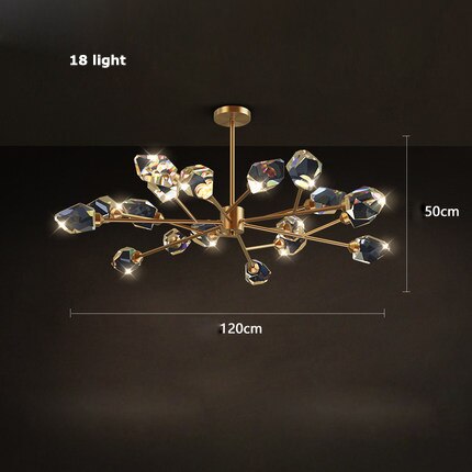 Cesar - Round Gold Crystal Glass Modern Ceiling Light Chandelier