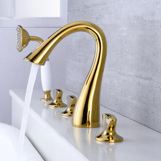 Mckayla - Modern 5 Piece Bathtub Filler Set with Pull Out Handheld Shower