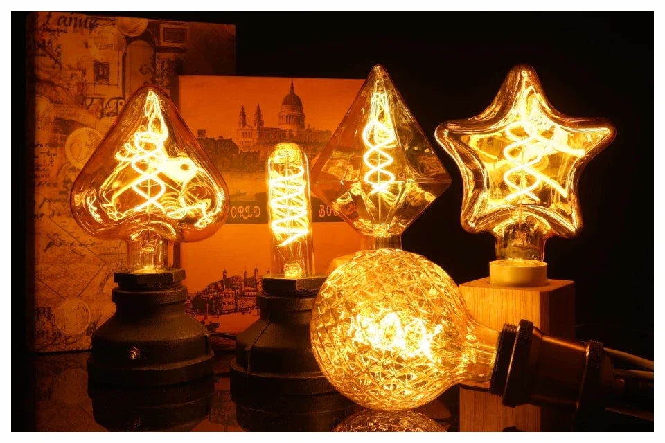 Retro Round Diamond Spiral E27 Screw Bulb 4W