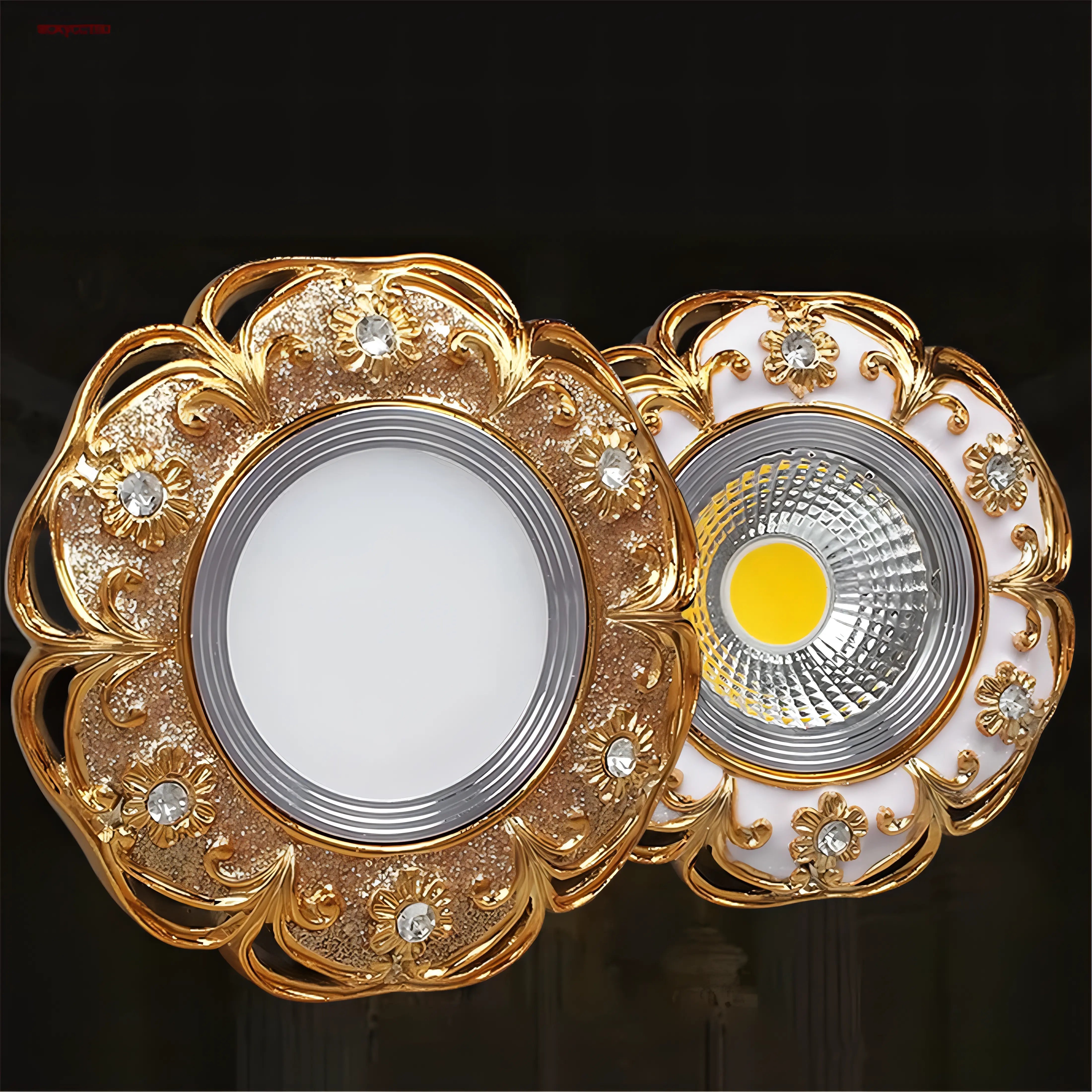 Keeton - Vintage Patterned Gold Round Ceiling Spotlight Downlight