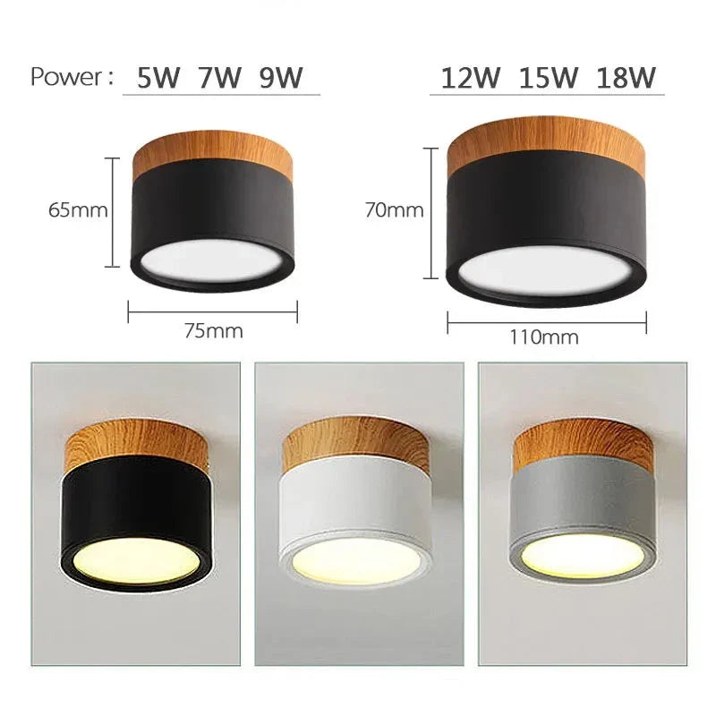 Alante - Nordic Wood Style Surface Mounted Round Ceiling Downlight