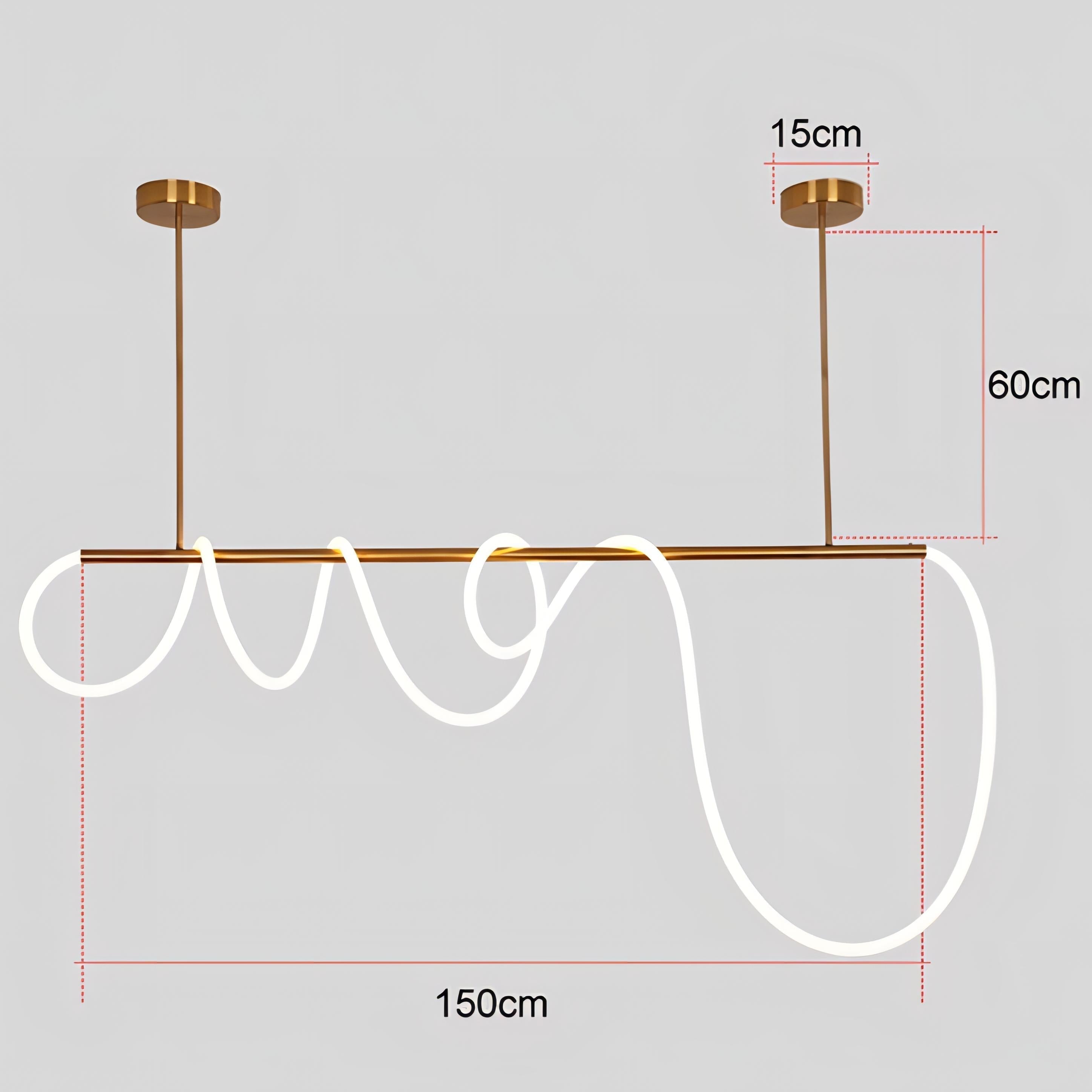 Atharv - Gold Twisted Hanging LED Pipe Ceiling Light Chandelier