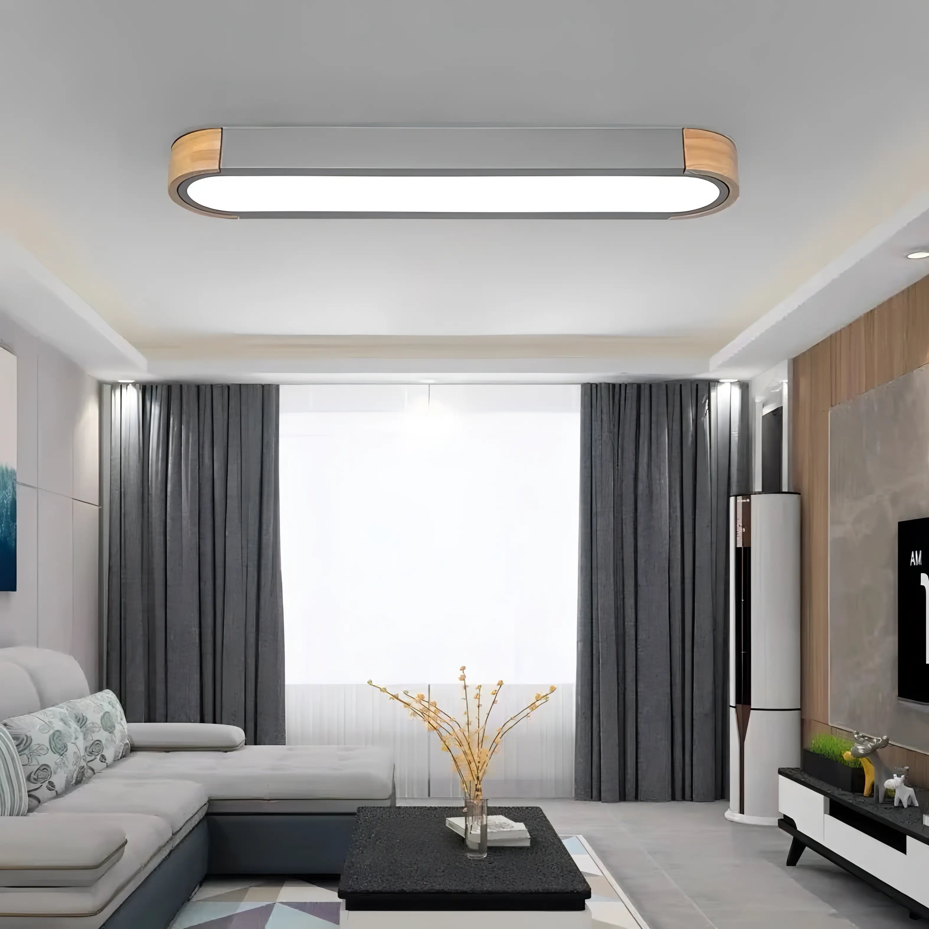 Halle - Modern Multicolour Rectangle Nordic Wood Flush Mount Ceiling Light