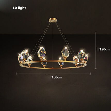 Cesar - Round Gold Crystal Glass Modern Ceiling Light Chandelier