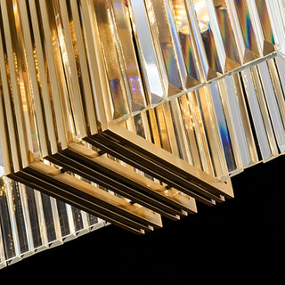 Rozalee - Modern Gold Rectangle Glass Crystal Hanging Ceiling Chandelier