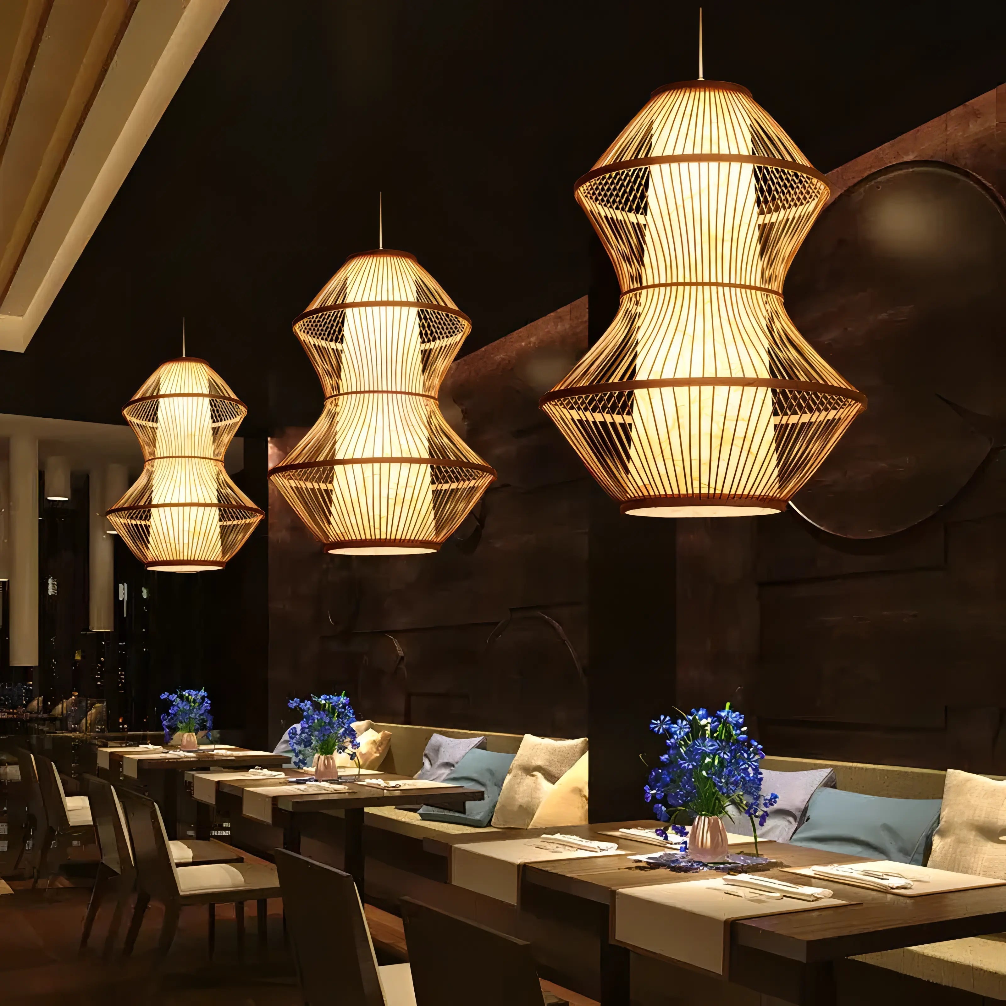 Madyson - Bamboo and Wooden Hand-Knitted Pendant Ceiling Light