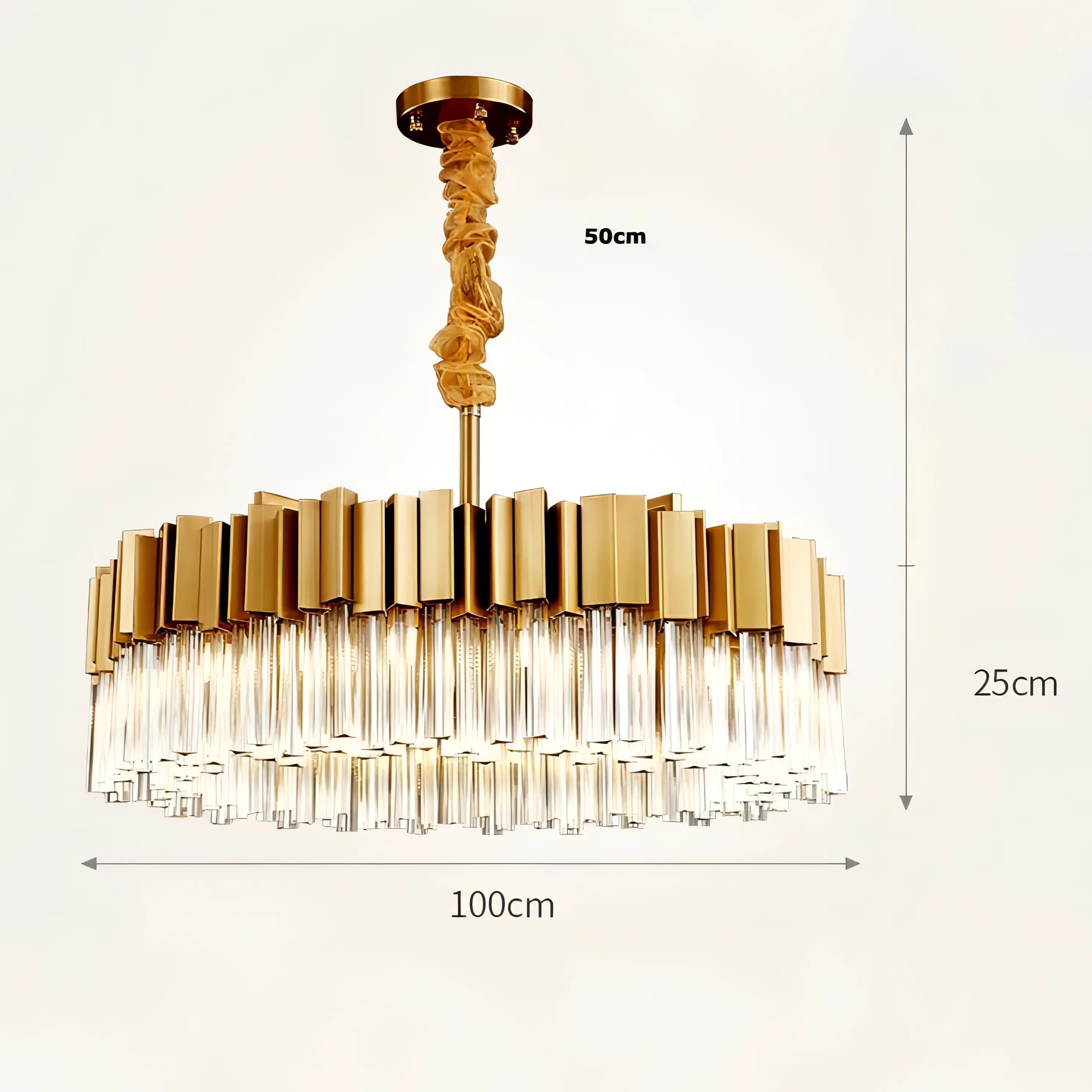 Aileen - Modern Gold Stainless Steel Crystal Round Chandelier