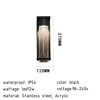 Isela - LED Modern Sparkle Tube Outdoor Black Wall Light