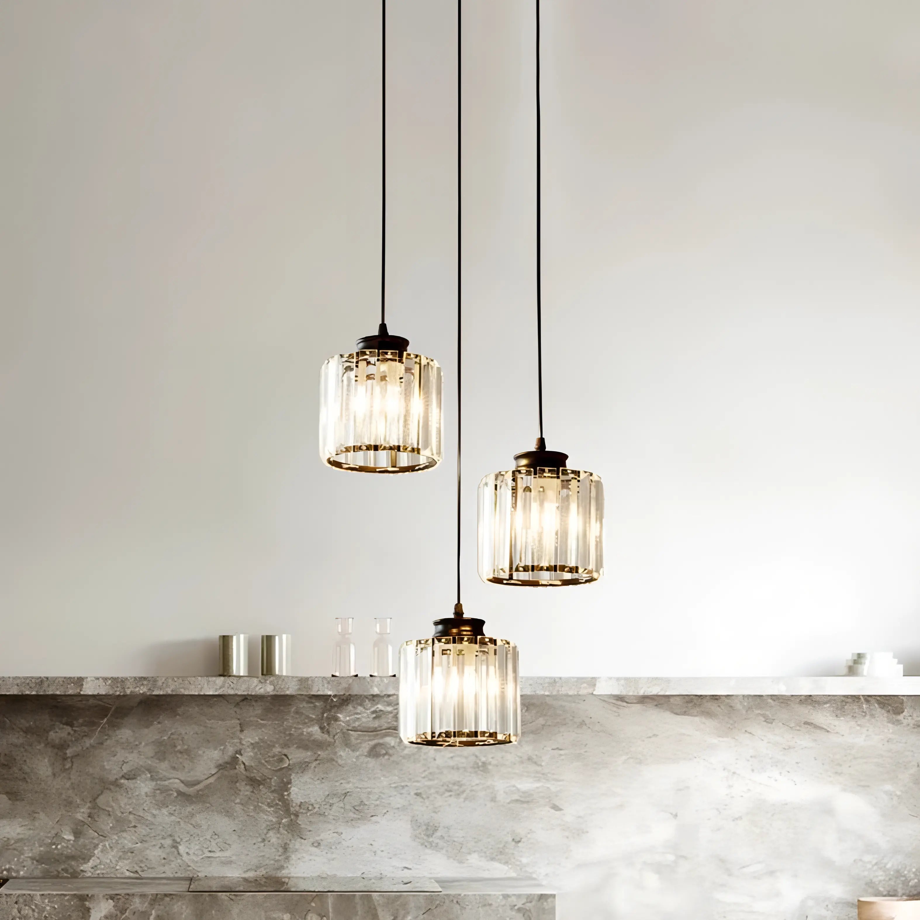 Samantha - Hanging LED Patterned Glass Pendant Light