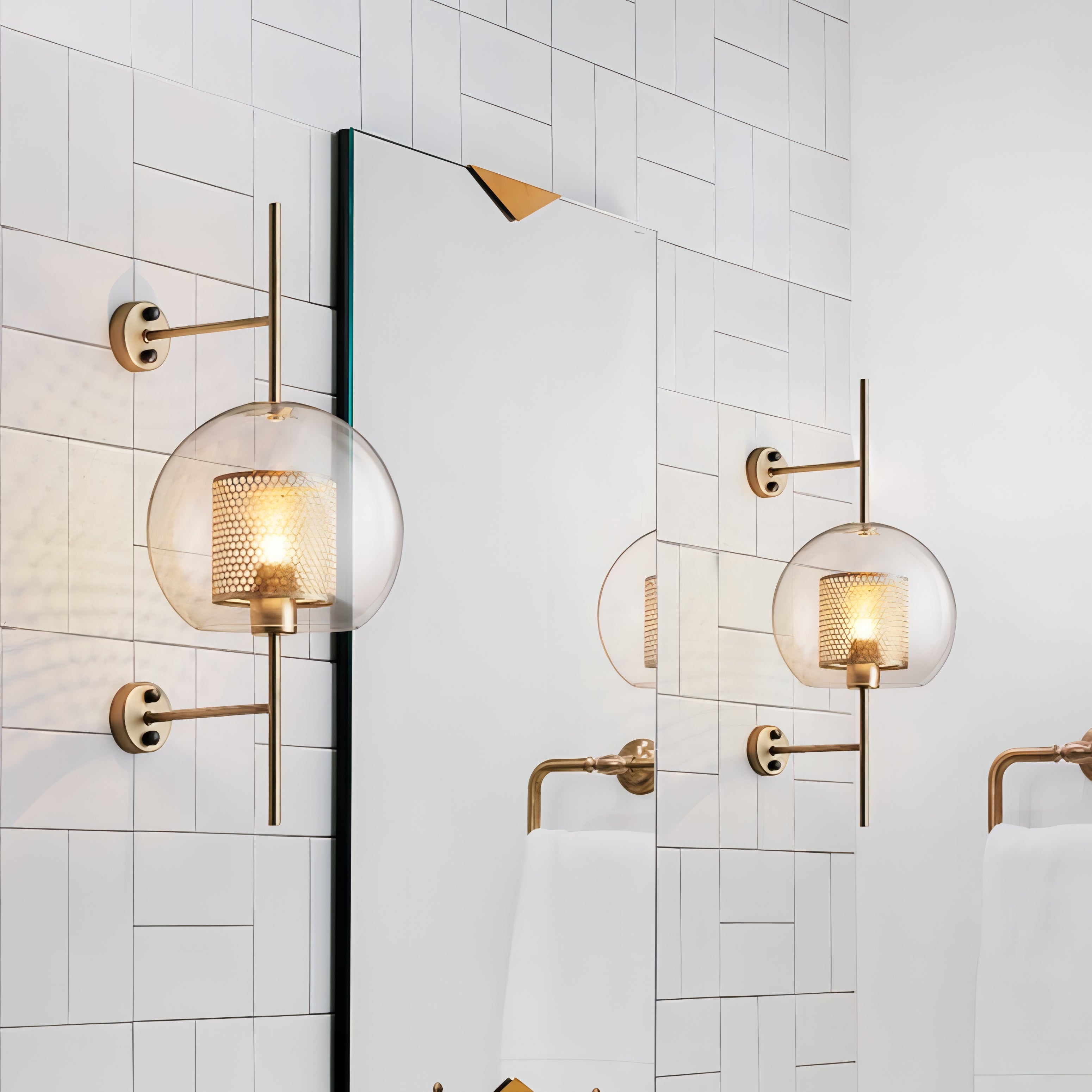 Davina - Metal Mesh Caged Glass Modern/Industrial Wall Light