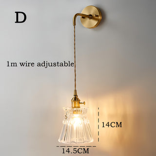 Musa - Round Patterned Glass Hanging Gold Wall Light