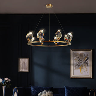 Cesar - Round Gold Crystal Glass Modern Ceiling Light Chandelier