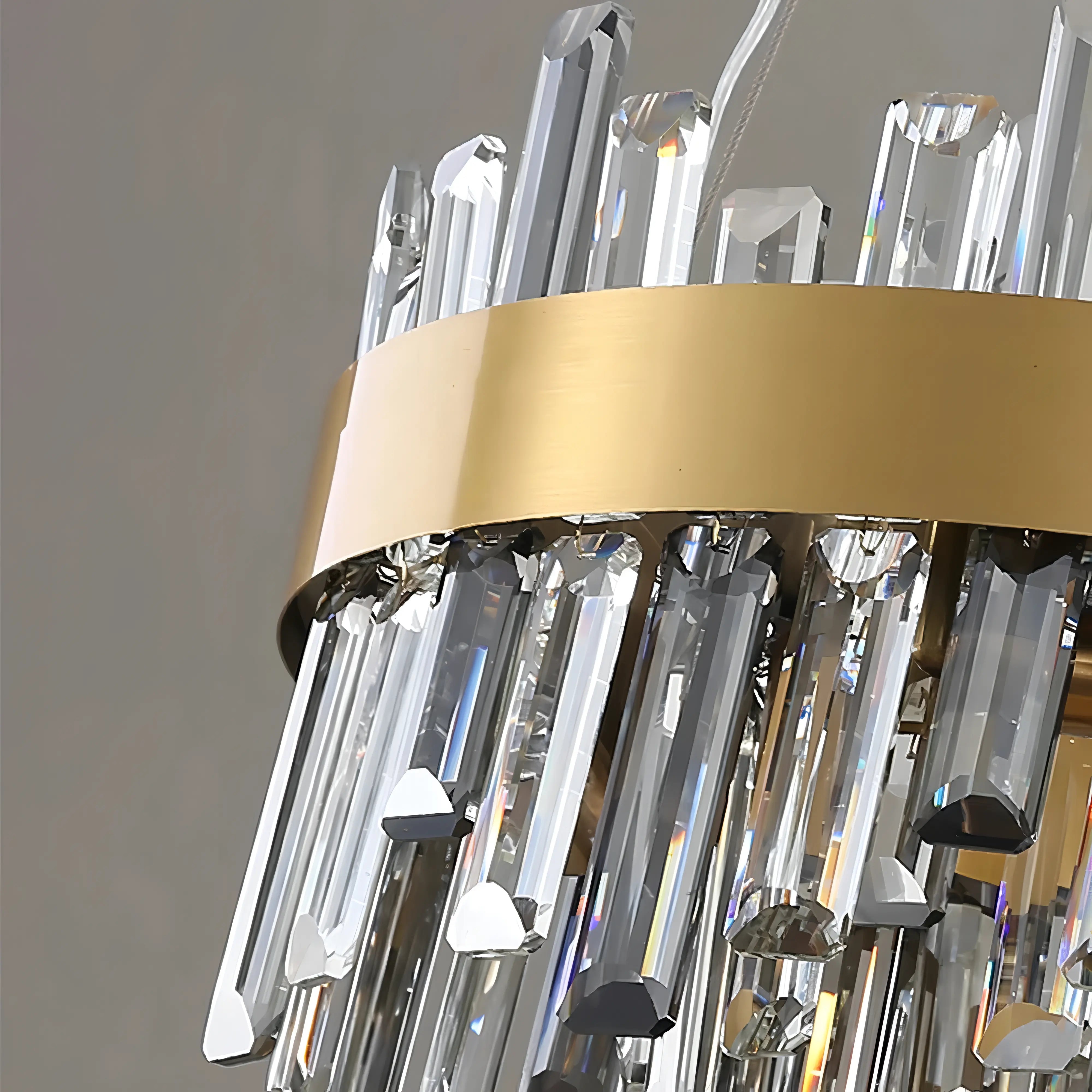 Katana - Modern Coloured Glass Gold Frame Crystal Statement Chandelier