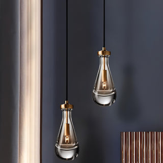 Castiel - Teardrop Black Cord Hanging Glass Pendant Ceiling Light