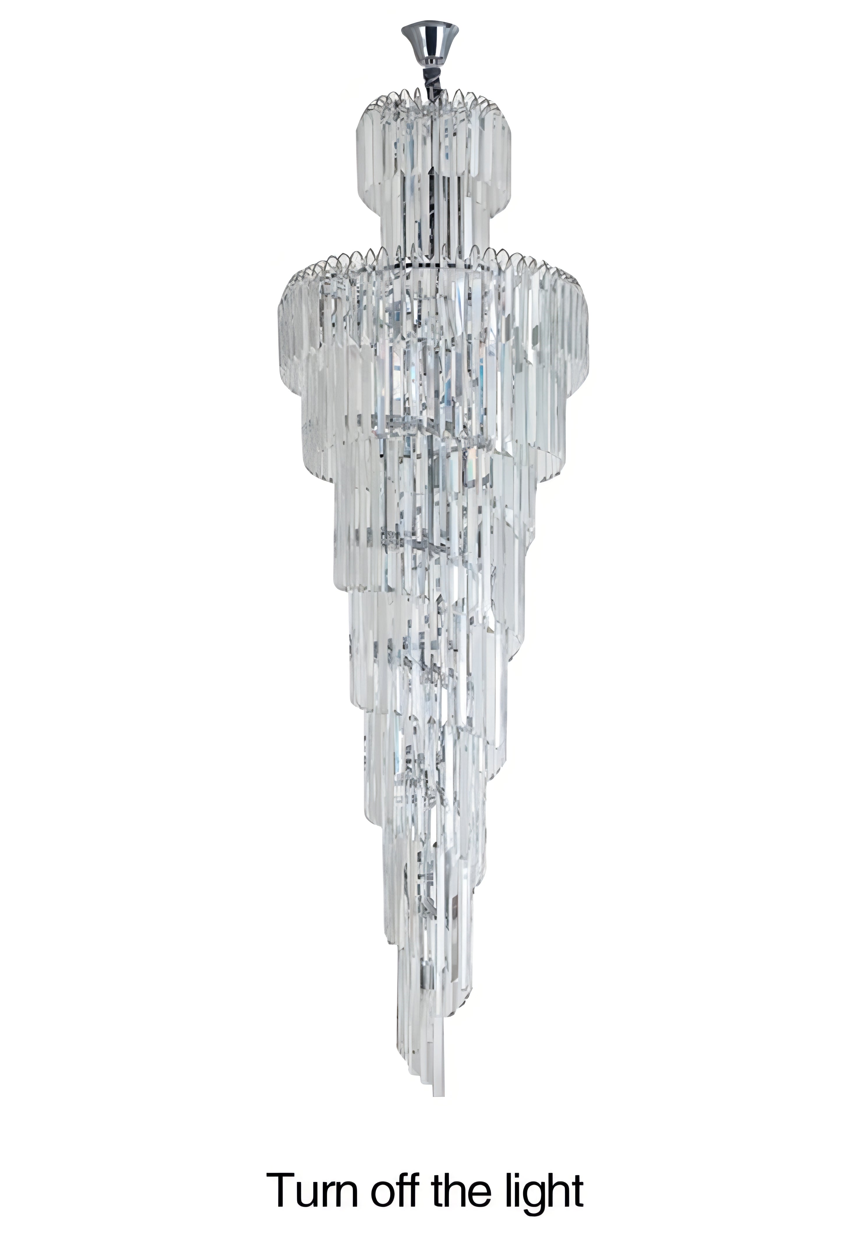 Darius - Long Crystal Tiered Fixed Hanging Ceiling Light Chandelier