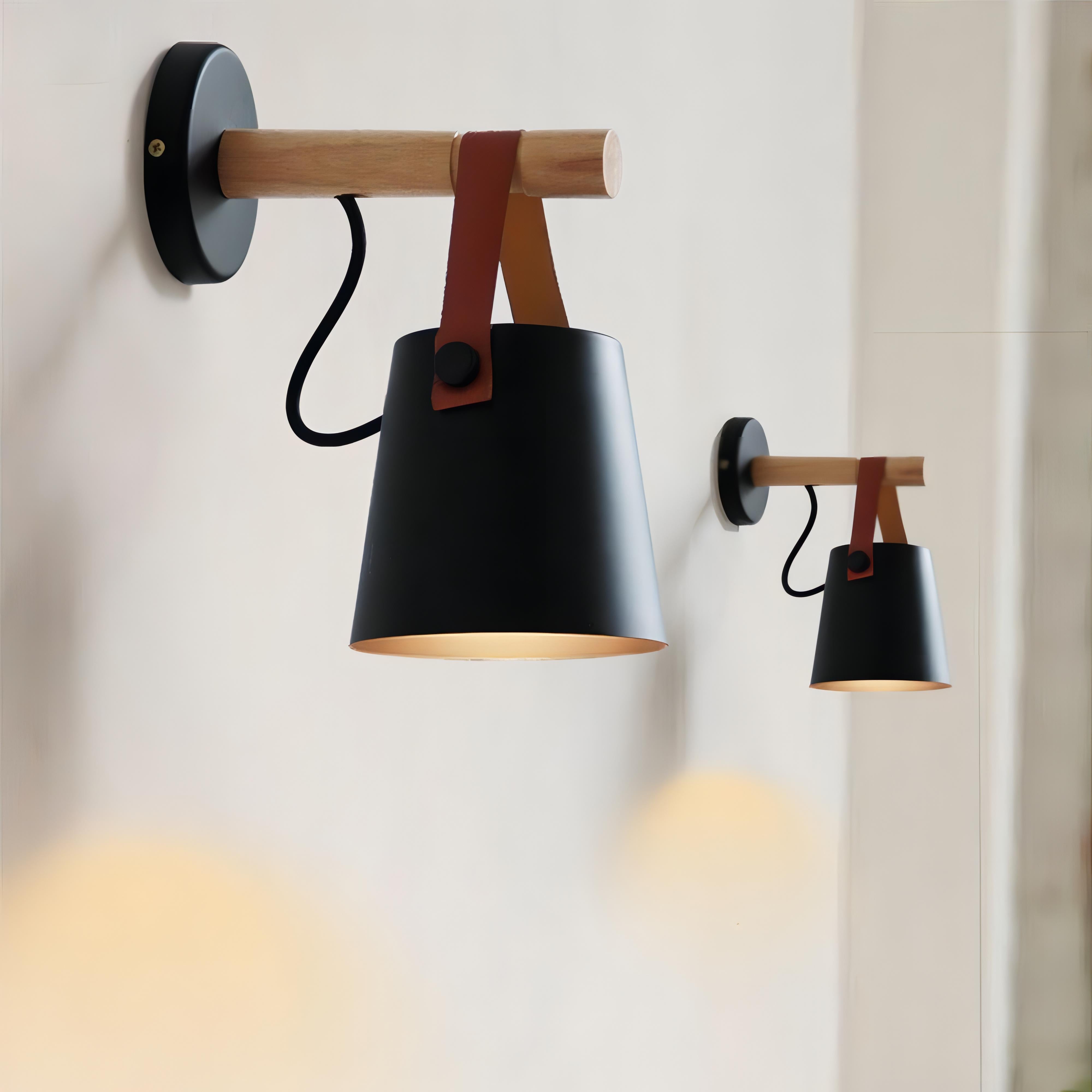 Jadiel - Wooden Arm Modern Strap Hanging Wall Light