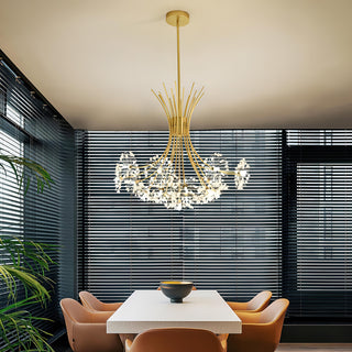 Liva - Hanging Curved Arm Crystal Tree Ceiling Chandelier