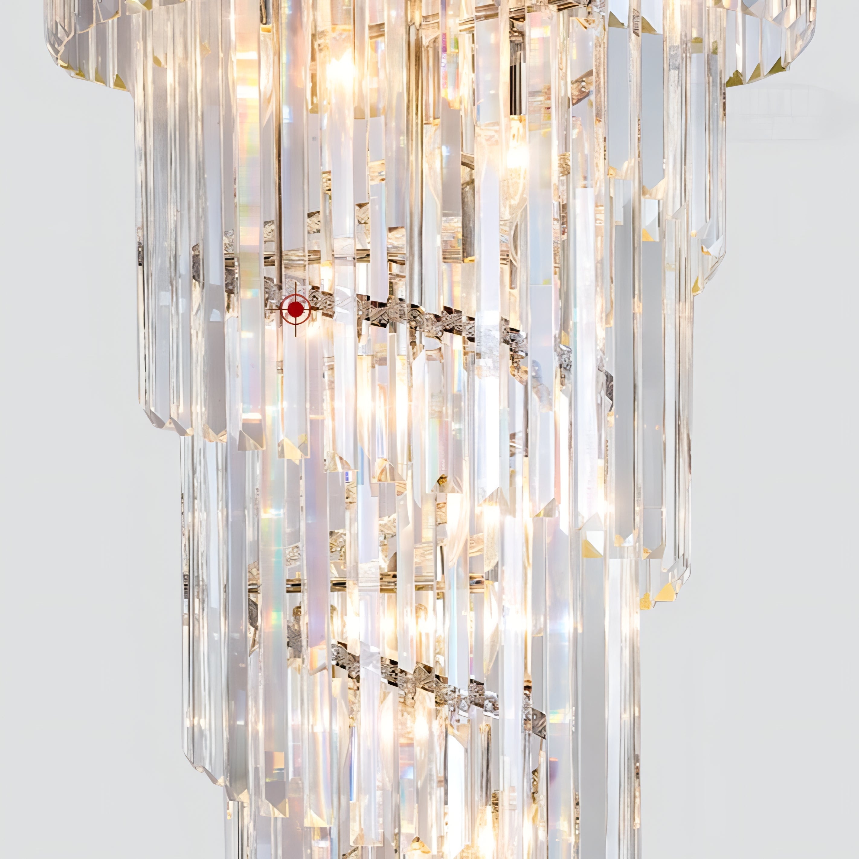 Darius - Long Crystal Tiered Fixed Hanging Ceiling Light Chandelier