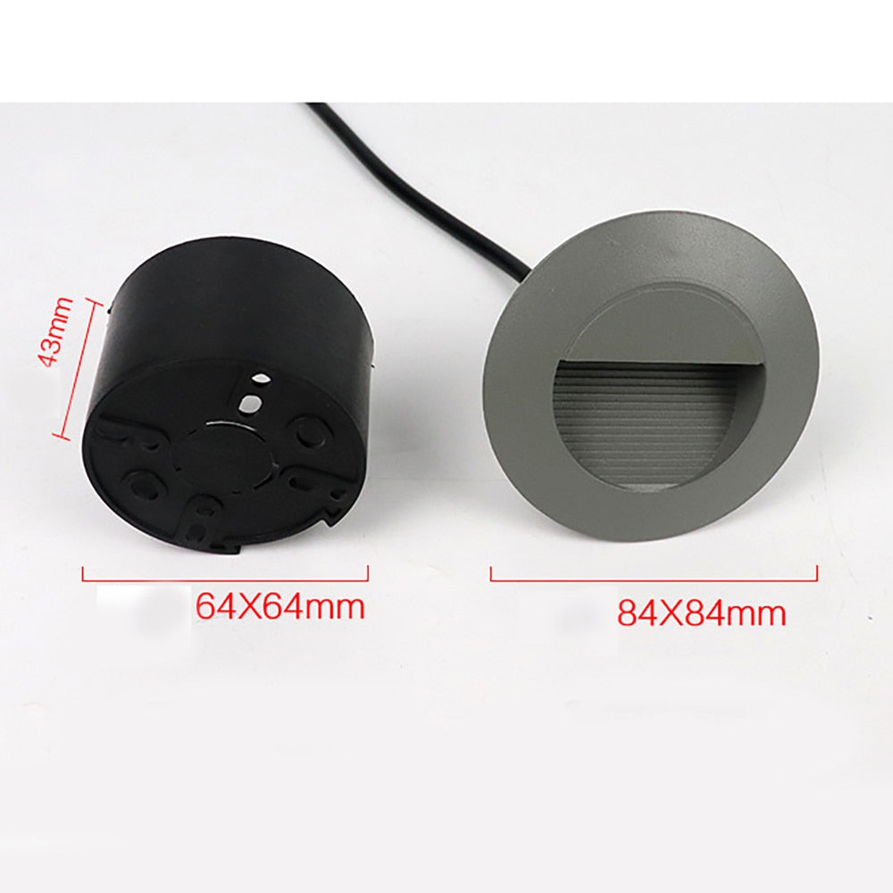Cozamaloti - Outdoor Round Grey LED Recessed Stair Wall Light