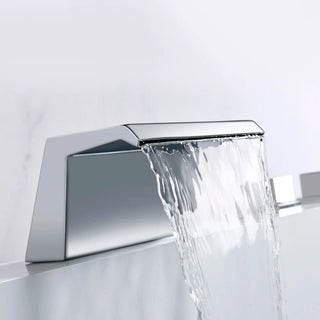 Chisholm - Modern Brass Waterfall Bathtub Tap Set with Pull Out Shower