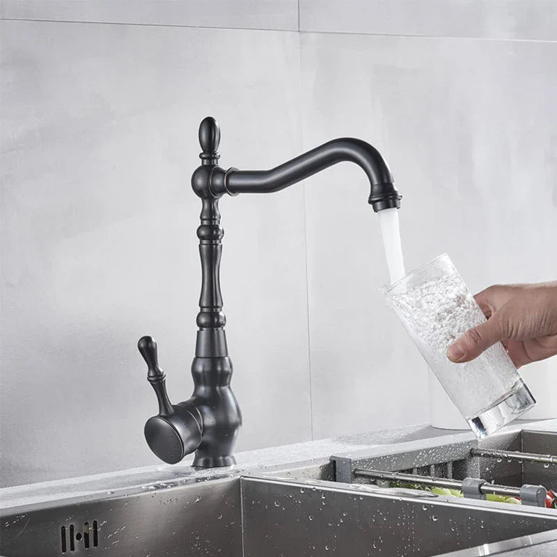 Custer - Rotatable Antique Single Handle Hot & Cold Mixer Kitchen Tap