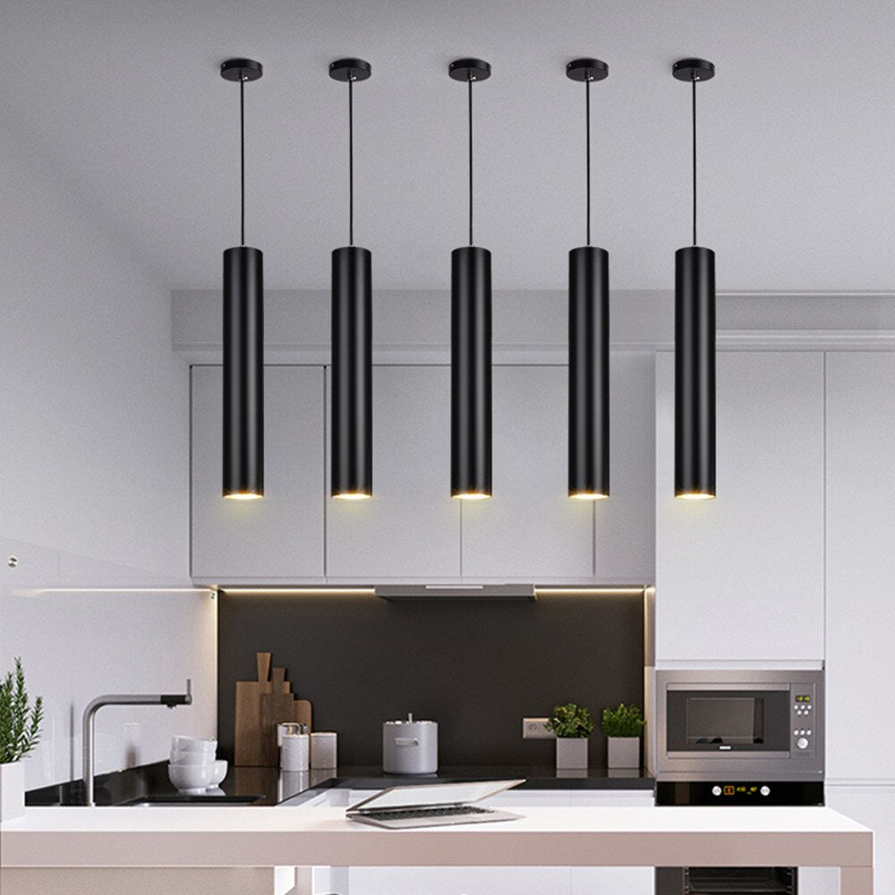CHANDAKI - Dimmable LED Long Tube Modern Adjustable Cord Pendant Light