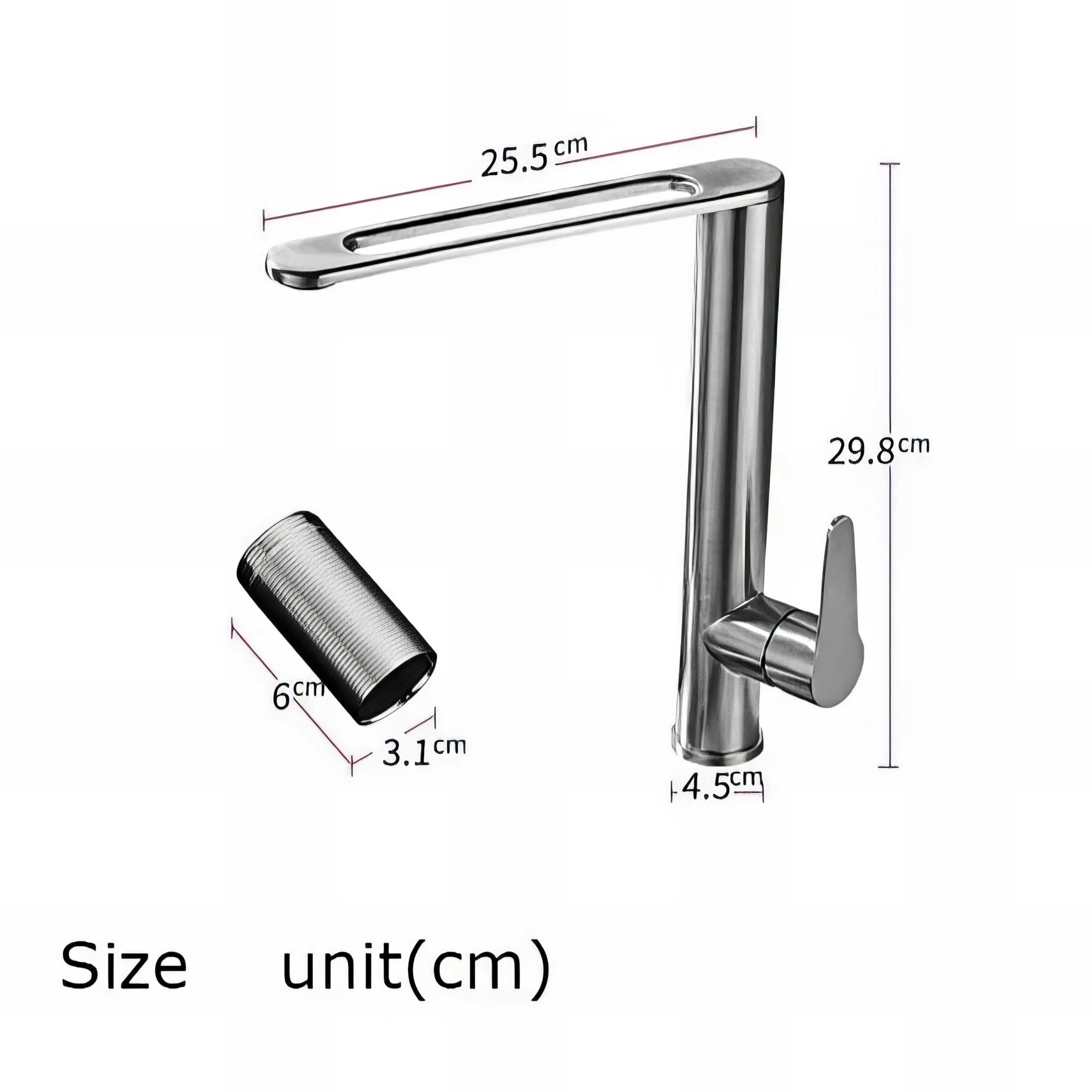 Keshaun - Rotatable Single Handle Stainless Steel Kitchen Tap