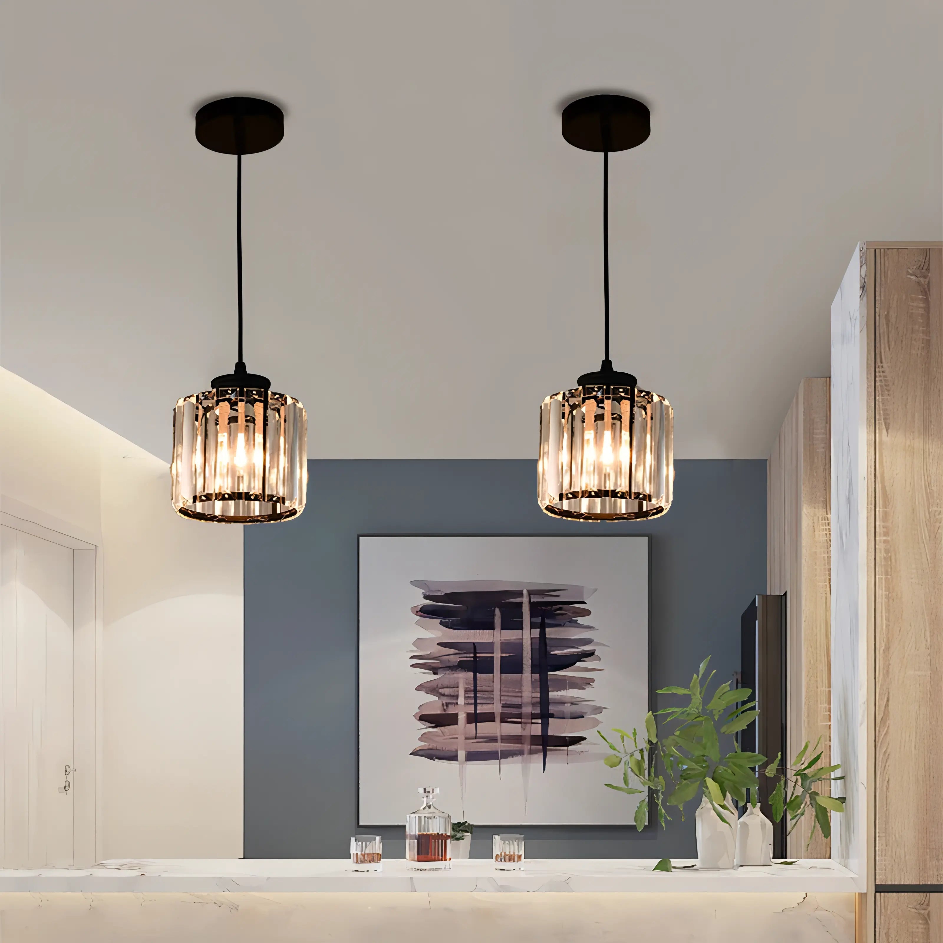 Samantha - Hanging LED Patterned Glass Pendant Light