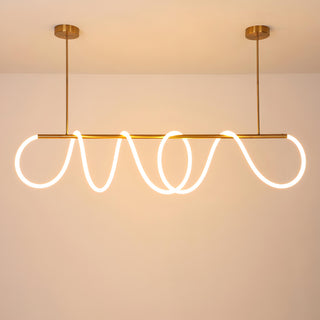 Atharv - Gold Twisted Hanging LED Pipe Ceiling Light Chandelier