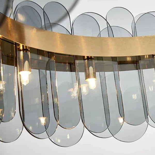 Manning - Patterend Glass Gold Hanging Ceiling Chandelier