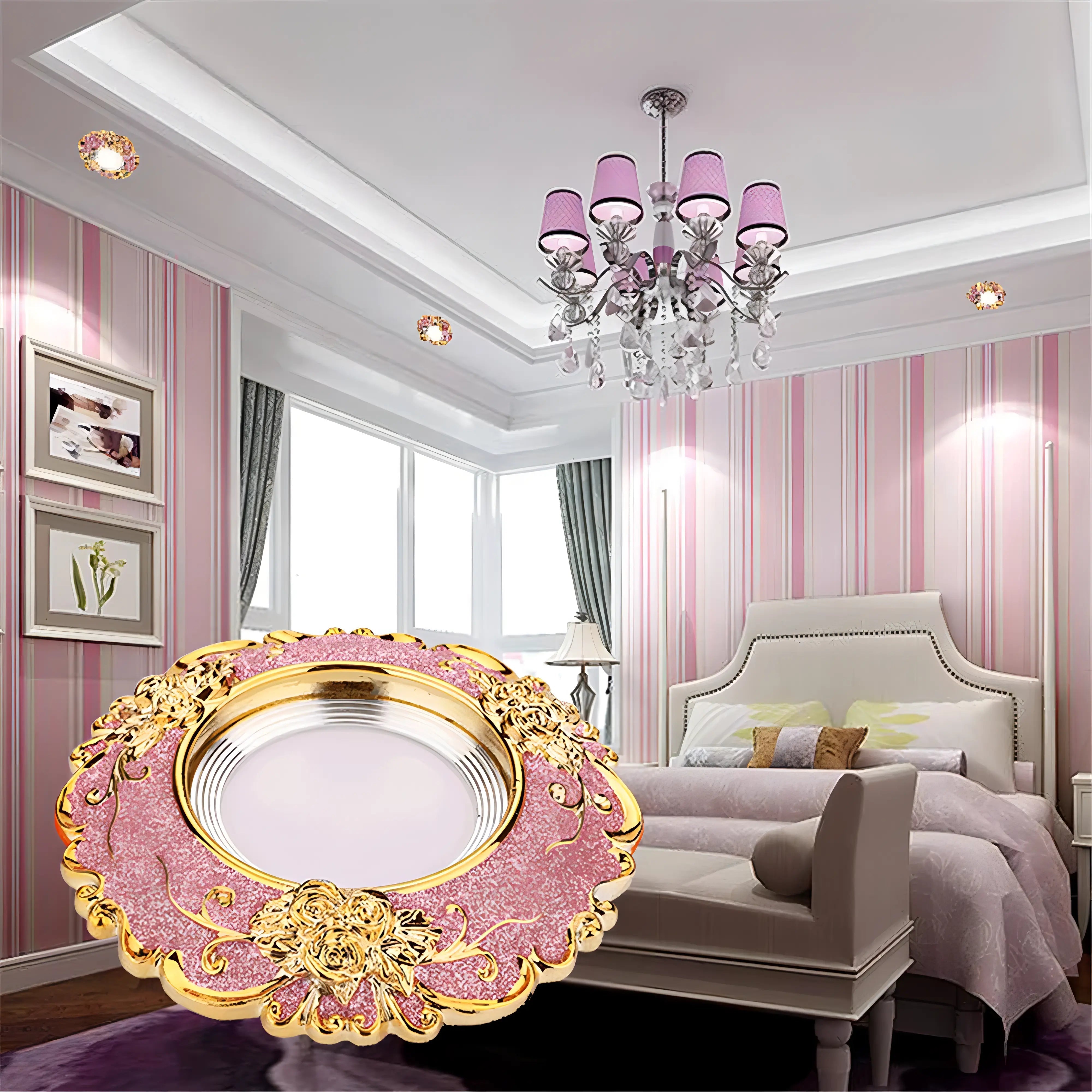 Bratcher - European Pink/Gold Vintage Recessed Ceiling Downlight