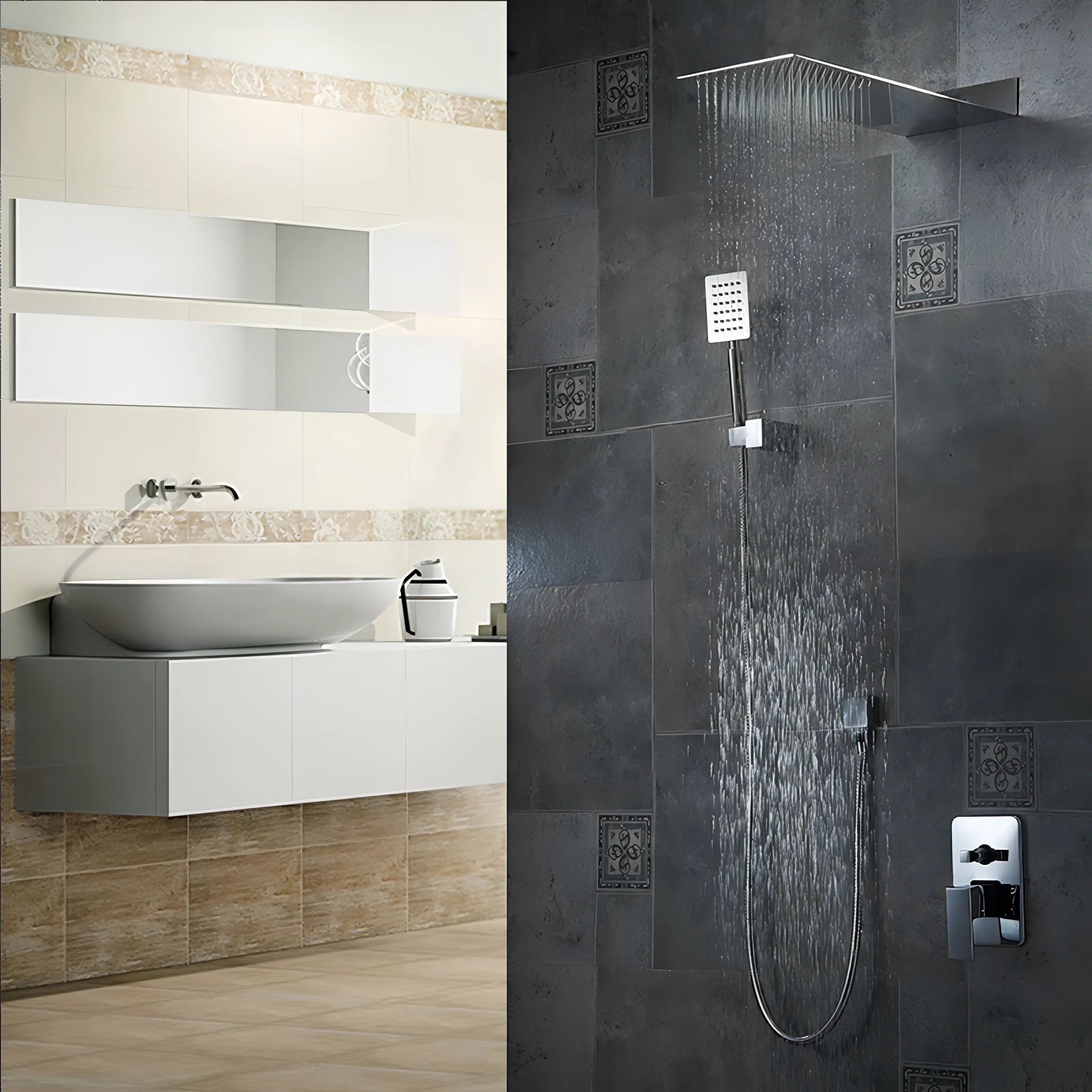 Fitzgerald - Wall Mounted Modern Thermostatic Shower Set