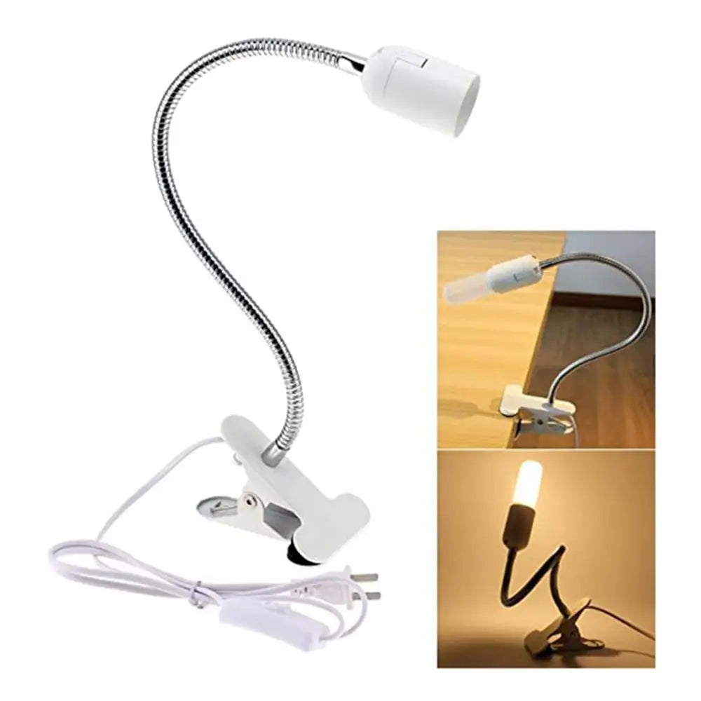 Cardoza - Black White Plug in Clip, Screw Bulb Desk Light with On/Off Switch