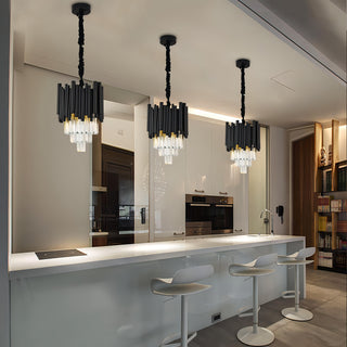 Kartier - Modern Black Glass Hanging Ceiling Chandelier