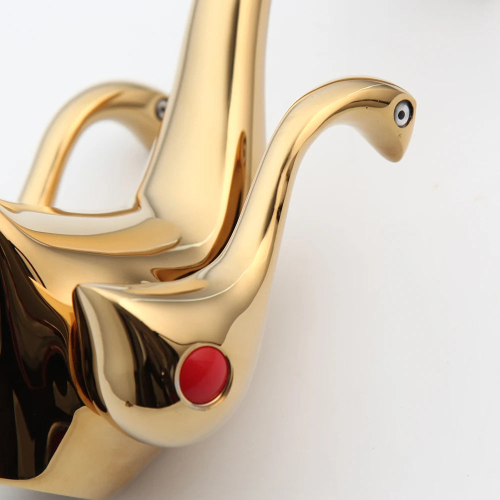 Sierra - Elegant Gold Swan Neck Bathroom Tap with Dual Handles