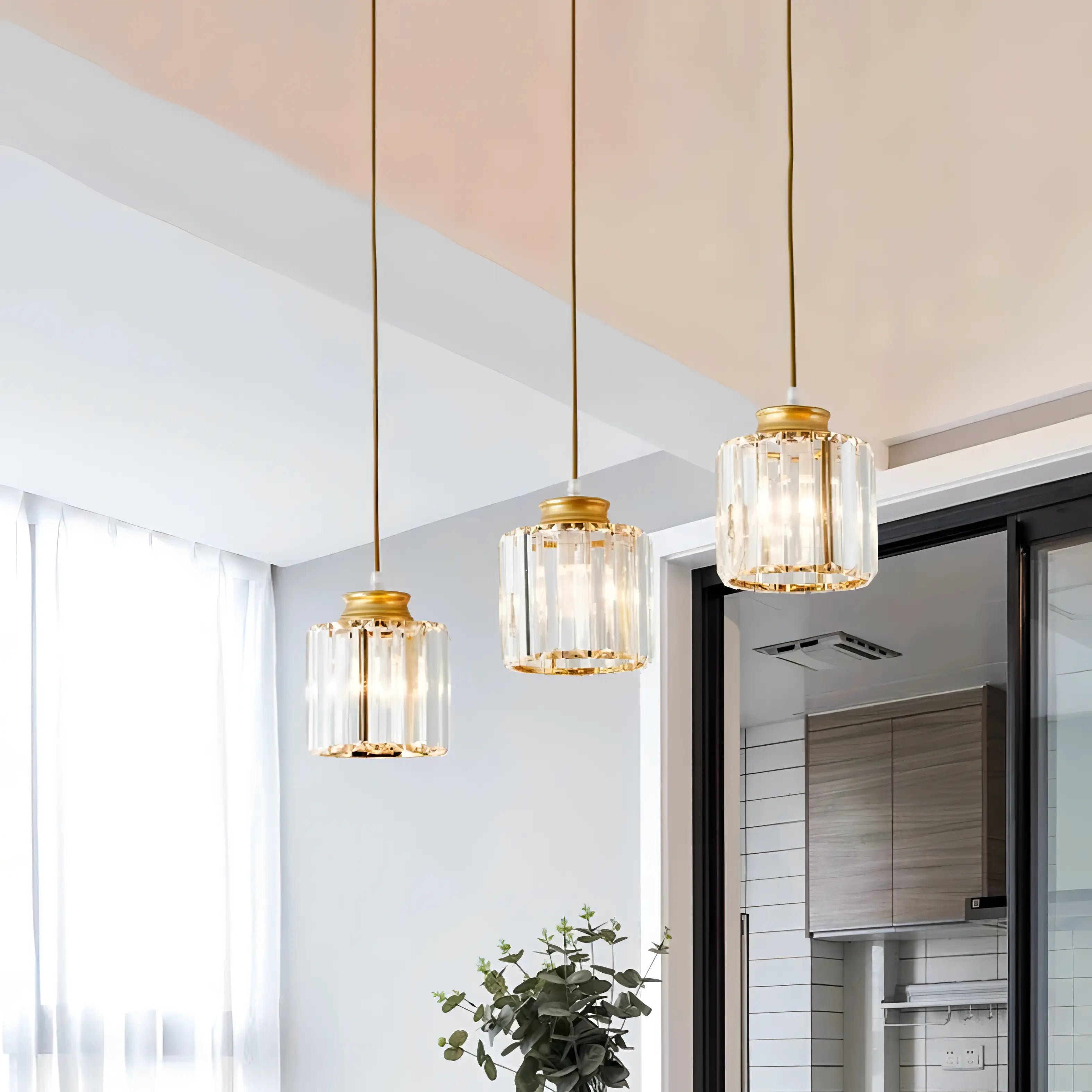 Samantha - Hanging LED Patterned Glass Pendant Light