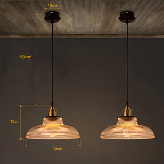 Jakai - American Vintage Stripe Patterned Glass Round Pendant Ceiling Light