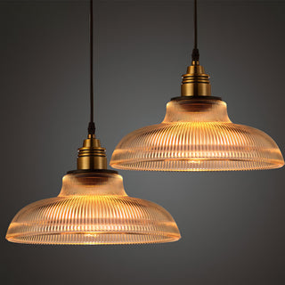 Jakai - American Vintage Stripe Patterned Glass Round Pendant Ceiling Light